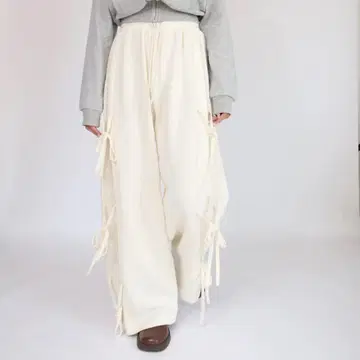 [ judin(RiLi) ] Side ribbon ribbed pants