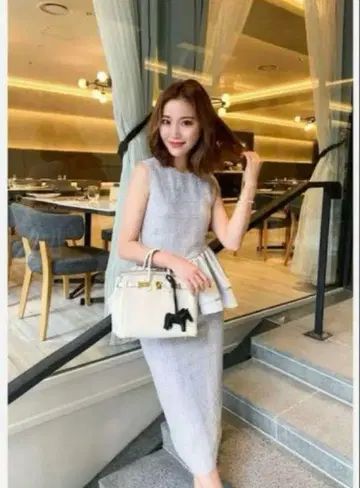 최단 당일 발송 익명 배송 셰리에 펜슬 스커트 썸머 트위드 그레이