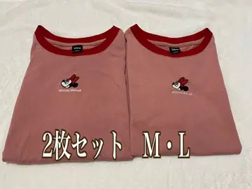 미니 마우스 자수 T셔츠 2장 세트 M L 페어 트윈룩 묶음 판매