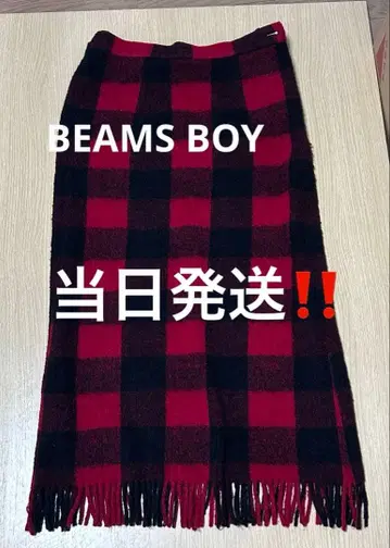 [ 당일 발송 ] BEAMS BOY 체크 프린지 스커트