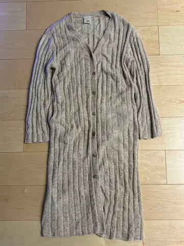 피케 리브 가디건과 와이드 팬츠 세트