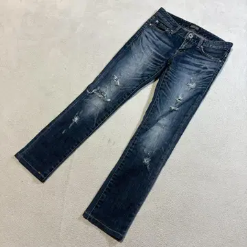 MOUSSY (마우지) 코튼 혼방 스키니 데님 데미지 가공 25인치