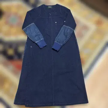 zucca 다크 블루 데님 절개 롱 코트