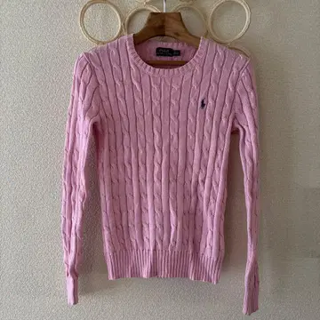 폴로 랄프 로렌 케이블 니트 스웨터 코튼 핑크 XS