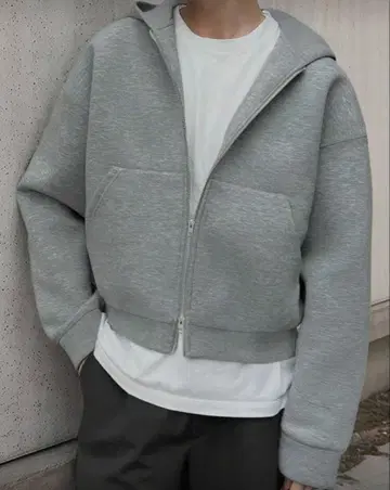 숏 기장 후드티 지퍼