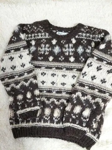 REO 페어아일 패턴 긴팔 스웨터 브라운 계열