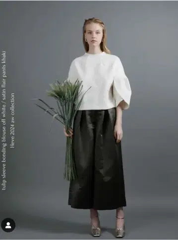 Heve 새틴 플레어 가우초 팬츠 올리브 36