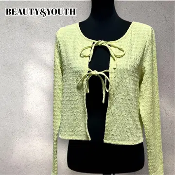 뷰티 앤 유스 프론트 리본 가디건 페미닌 라이트 그린