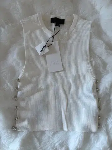 ZARA 화이트 슬리브리스 S