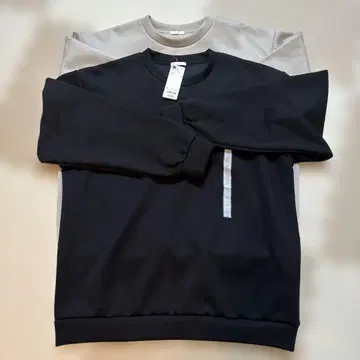 GU MEN 더블 페이스 풀오버 (긴팔) 블랙, 베이지 2장 세트