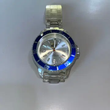 실버/블루 아날로그 손목시계