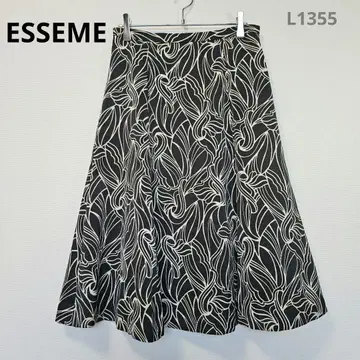 에심 스커트 M 블랙 플레어 올 패턴 일본제 깔끔한