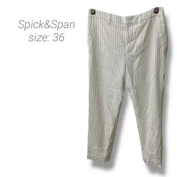 [ 스픽 앤 스팬 ] 울 혼방 스트라이프 테이퍼드 팬츠 36