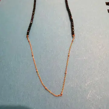 블랙 비즈와 금속 체인 목걸이 약 70cm