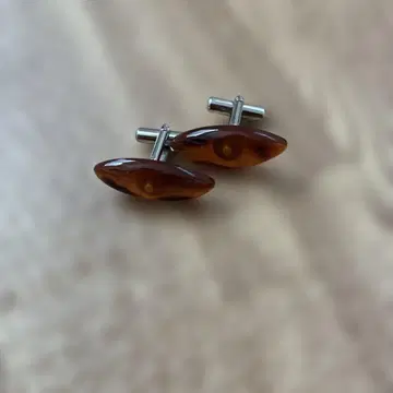 브라운 타원형 커프 링크스