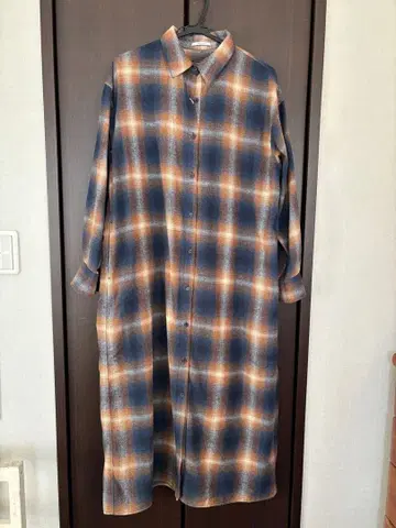 BAYFLOW 체크 무늬 롱 셔츠 원피스 S