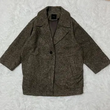 새상품급 스픽 앤 스팬 W 슬라이버 헤링본 미들 코트 브라운 36