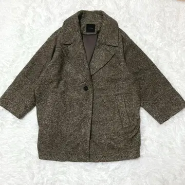 새상품급 스픽 앤 스팬 W 슬라이버 헤링본 미들 코트 브라운 36