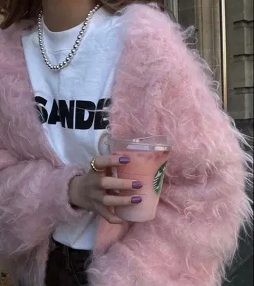 더 토 샤기 가디건 핑크