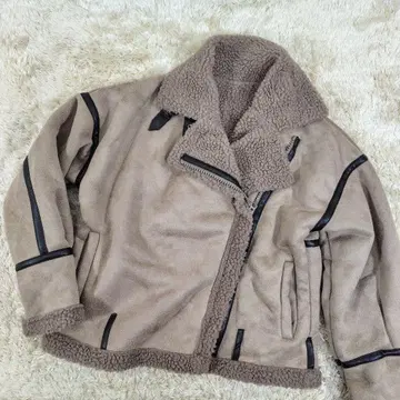 JUNOAH 페이크 무스탕 코트 더블 라이더스