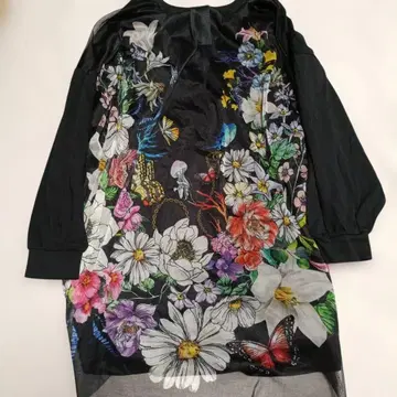 새상품 이즈스칼라 가디건 큰 꽃무늬 소프트 튤 레이어드 가디건 M