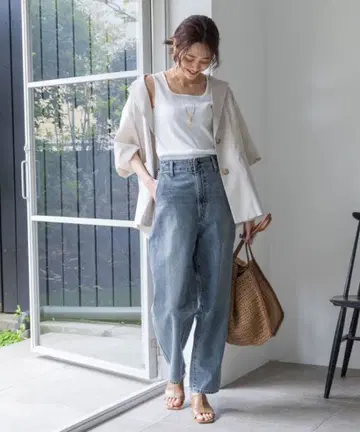 GLOBAL WORK GOOD 데님 배기 팬츠 [ 블루 L ]