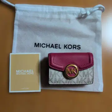 MICHAEL KORS 3단 폴더형 지갑 핑크/베이지