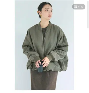 coca 워셔블 벌룬 블루종 카키 M