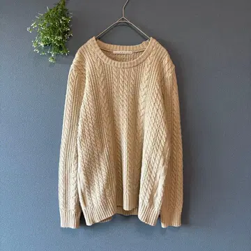 KBF [F] 어른 내추럴 울 블렌드 고급 일본제 케이블 짜임 니트