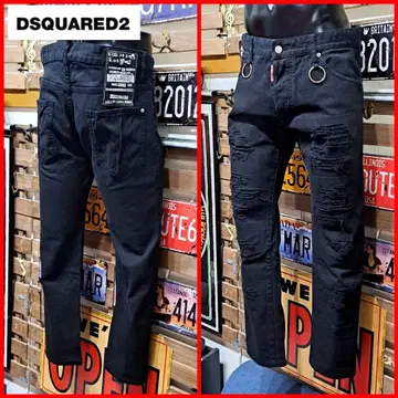 큰 사이즈 Dsquared2 스키니 댄 진 블랙 데님