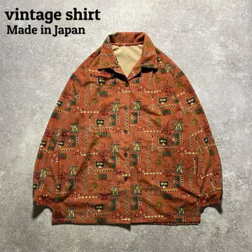 빈티지 디자인 셔츠 일본제 레트로 오픈 카라 셔츠 빈티지 올 패턴