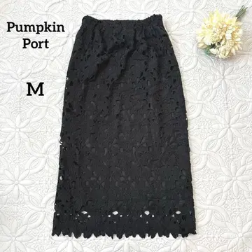 호박 포트 타이트 스커트 레이스 M 종아리 기장 블랙 고급 깔끔함
