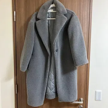 PLST 보아 롱 코트 그레이