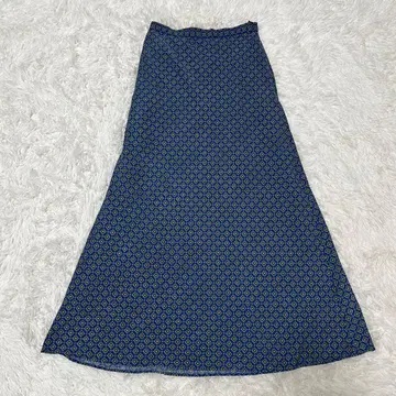 [ 로리즈팜 ] 롱 스커트 블루 올 패턴 F 타이트 플레어