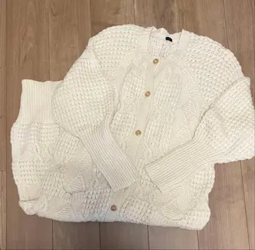 ichi 이치 롱 가디건 케이블 니트 아이보리