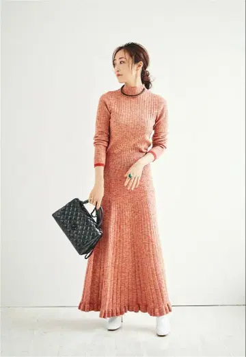 styling/스타일링 카미사키 메구미 리브 니트&스커트 세트