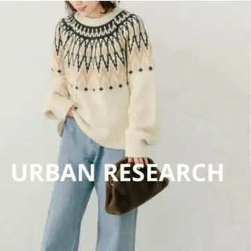 URBAN RESEARCH 페어아일 패턴 니트 아이보리 프리
