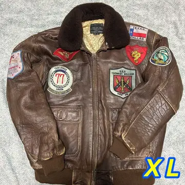 G-1 가죽 플라이트 봄버 자켓 와펜