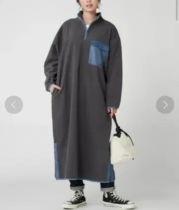 [ 새상품급 ] camp7 플리스 원피스 하프 지퍼 롱 원피스