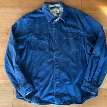 L.L.Bea 캔버스 허리케인 셔츠 체크 목 택 XL 네이비