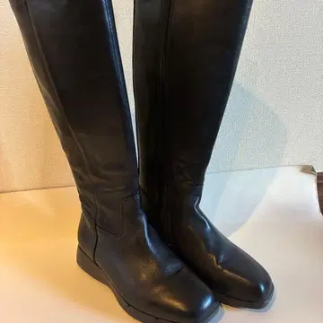 fitfit 블랙 가죽 롱 부츠