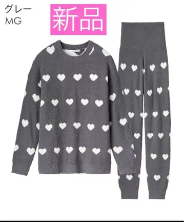 새상품 에메필 그레이 하트 무늬 셋업 룸웨어 L 사이즈