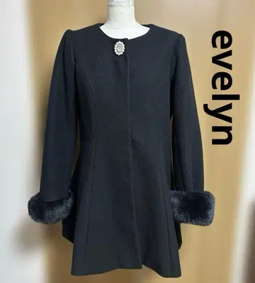 evelyn 코트 펄 브로치 포함 M 블랙 퍼 소매
