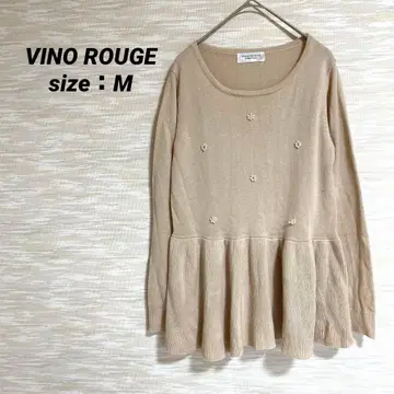 비노 루즈 VINO ROUGE 긴팔 페플럼 니트 [ M ] 얇은 소재 펄