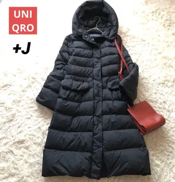 유니클로 J [S] 울트라 라이트 다운 후디드 코트 A라인 초경량 블랙