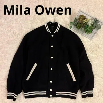 [새상품급] Mila Owen 멜톤 바시티 자켓 완판템 로고 자수 블랙