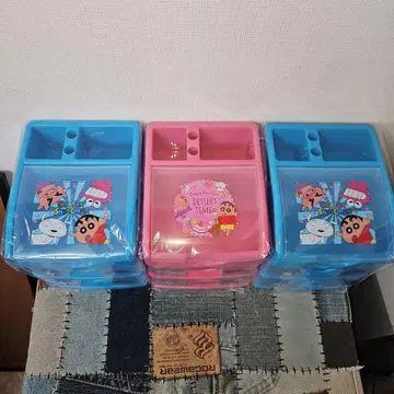 새상품 짱구는 못말려(크레용 신짱) 3단 수납 BOX 3세트 서랍 소품함