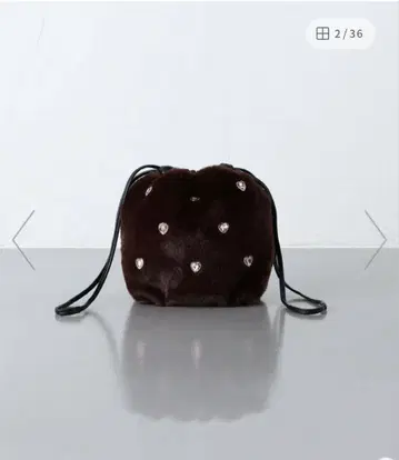 UNITED ARROWS 하트 비쥬 인조 모피 드로우 스트링 백