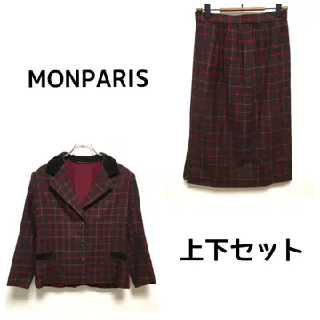 체크 무늬 상하의 셋업 스커트 수트 자켓 레트로 스커트 어깨