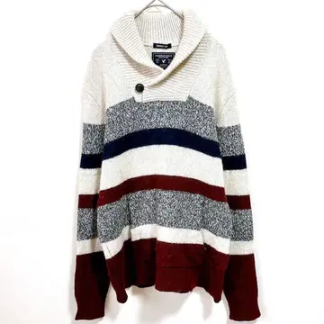 아메리칸 이글 니트 스웨터 울 혼방 화이트 빨간색 네이비 S 상의